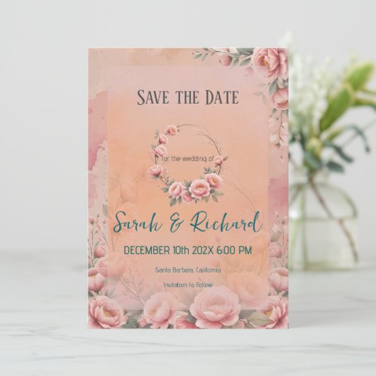 Grillige Sprookjes Bloemige Bewaar de Datum Save The Date (Staand voorkant)