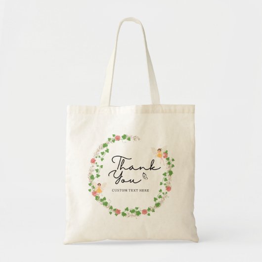 grillige sprookjesachtige bloemenkrans bedankt ler tote bag (Voorkant)