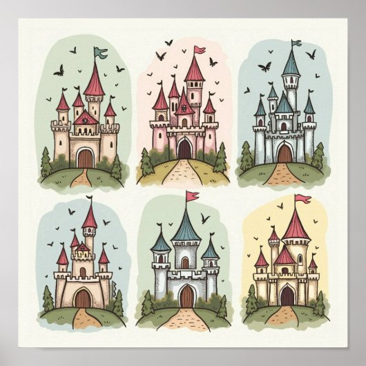 grillige sprookjeskastelen poster (Voorkant)