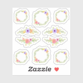 Grillige Sprookjesrozen Bloemenkrans & Randen Sticker