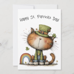 Grillige St. Patrick's Day Kat Vlakke Schoen Kaart