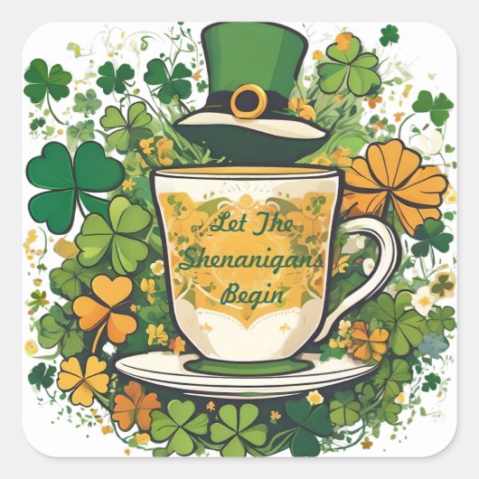  grillige St Patrick's Day Shenanigan Vierkante Sticker (Voorkant)