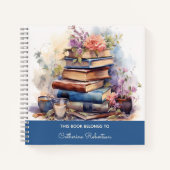 grillige stapel boeken bloemen waterverf (Voorkant)