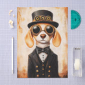 Grillige Steampunk Beagle Hond EL9 Decoupage Tissuepapier (Craft)