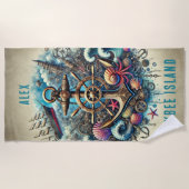 GRILLIGE STEAMPUNK DIEPE SCHEPEN WIEL / ANKER STRANDLAKEN (Voorkant)