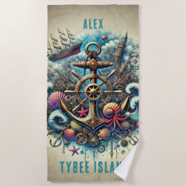 GRILLIGE STEAMPUNK DIEPE SCHEPEN WIEL / ANKER STRANDLAKEN