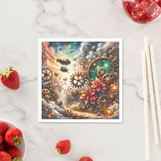 grillige steampunk poinsettia découpage servetten (Insitu)