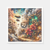 grillige steampunk poinsettia découpage servetten (Voorkant)