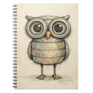 Grillige Steampunk Uil Illustratie Notitieboek