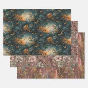 grillige  stijl patroon bloemeninsecten inpakpapier vel