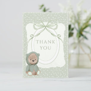 Grillige Stippen Oude-Trouwe Teddybeer Babyborrel Bedankkaart