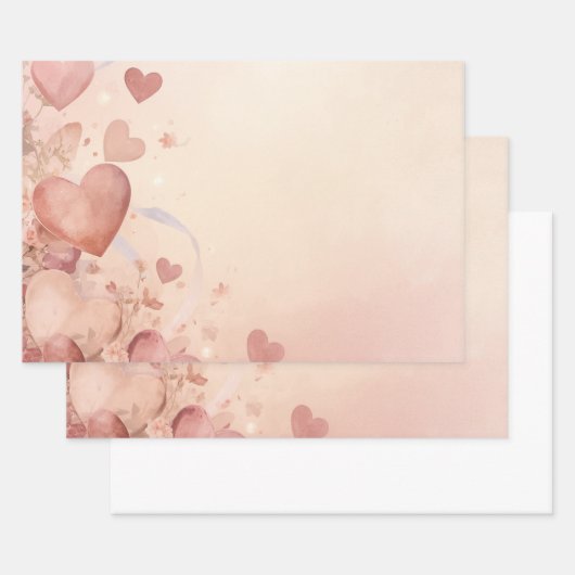 Grillige Stof Roze Hart Cascade Abstract Inpakpapier Vel (Set)
