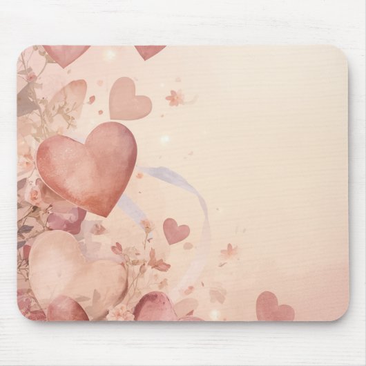 Grillige Stof Roze Hart Cascade Abstract Muismat (Voorkant)