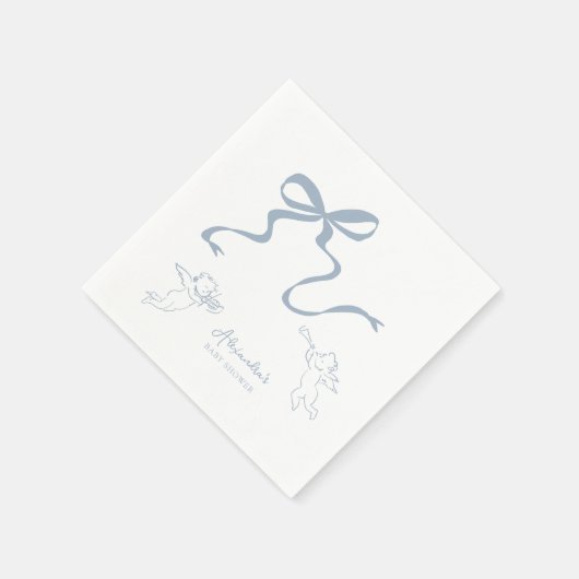 Grillige Stofblauwe Strik Baby Shower Servet (Hoek)