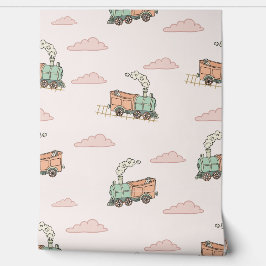 Grillige Stoomlocomotief Naadloos Patroon Behang