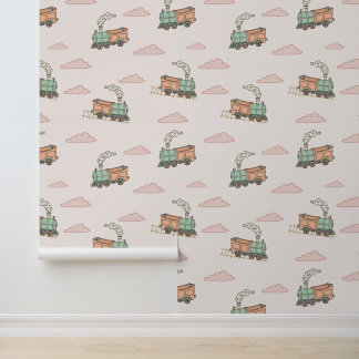 Grillige Stoomlocomotief Naadloos Patroon Behang