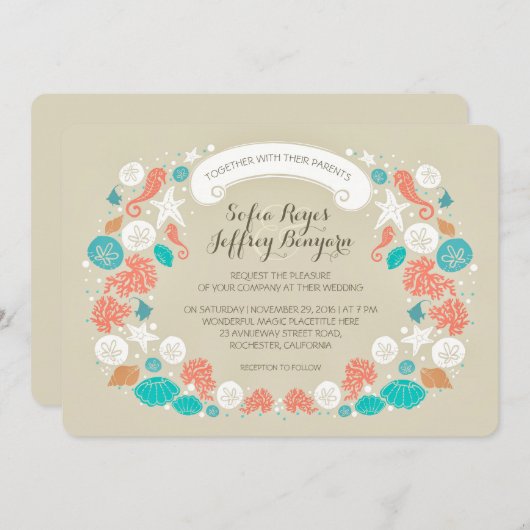 grillige strand bruiloft uitnodigingen (Voorkant / Achterkant)