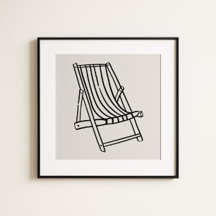 Grillige strandstoel Amalfi-kust kunst Poster