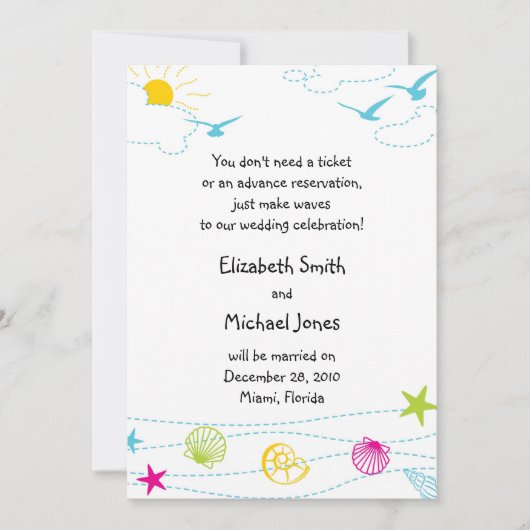 Grillige stranduitnodiging kaart (Voorkant)