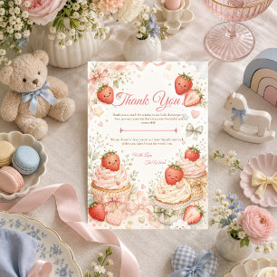Grillige Strawberry Baby Shower Bedankkaart