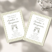 Grillige Streep Groen champagne Whimsical Kaart