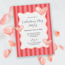 Grillige Strepen en Hartjes Valentijnsdag Feest