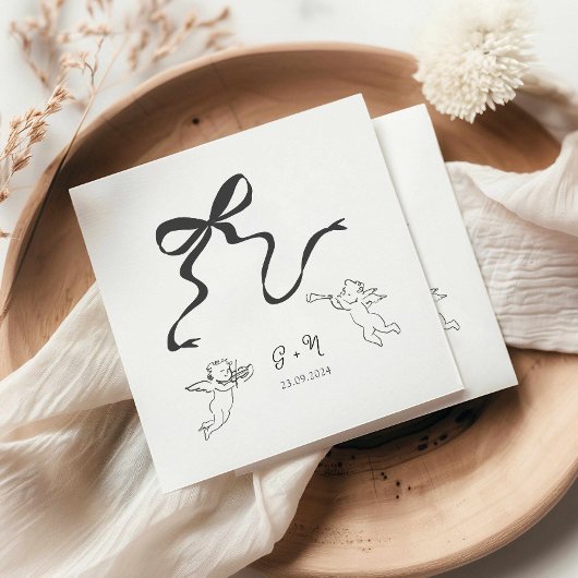 Grillige strik bruiloft servet