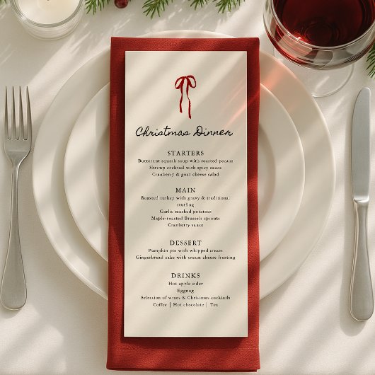 Grillige strik, Handgetekende Kerst Dinner Menu