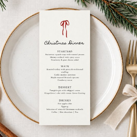 Grillige strik, Handgetekende Kerst Dinner Menu