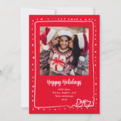 grillige strik | Prettige feestdagen Foto Rood Feestdagenkaart (Voorkant)
