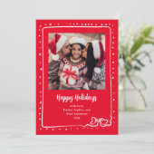 grillige strik | Prettige feestdagen Foto Rood Feestdagenkaart (Staand voorkant)