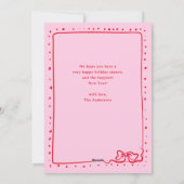 grillige strik | Prettige feestdagen Foto: roze en Feestdagenkaart (Achterkant)