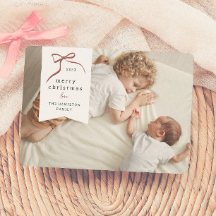 grillige strik   Red Ribbon Kerstvakantie Foto Feestdagenkaart