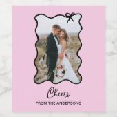 grillige strik | Wavy Blush roze en zwart foto Wijn Etiket (Enkel label)