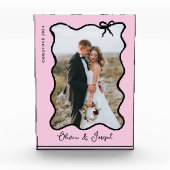 grillige strik | Wavy Blush roze en zwart Fotoblokken (Voorkant)