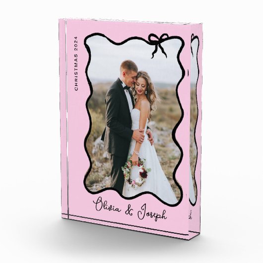 grillige strik | Wavy Blush roze en zwart Fotoblokken (Rechts)