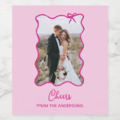 grillige strik | Wavy Pink-foto Wijn Etiket (Enkel label)