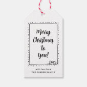 grillige strik | Zwart-wit vrolijk kerstfeest Cadeaulabel (Voorkant)