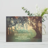 grillige string lichten boom bruiloft uitnodiginge kaart (Staand voorkant)