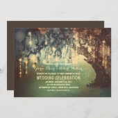 grillige string lichten boom bruiloft uitnodiginge kaart (Voorkant / Achterkant)