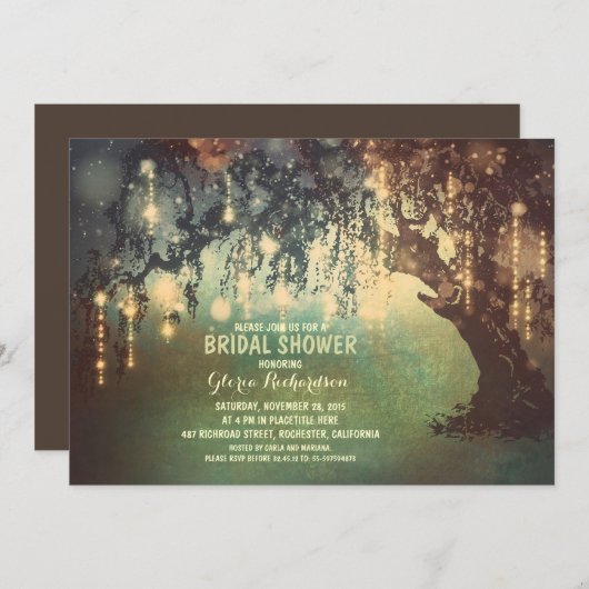 grillige string lichten boom vrijgezellenfeest kaart (Voorkant / Achterkant)