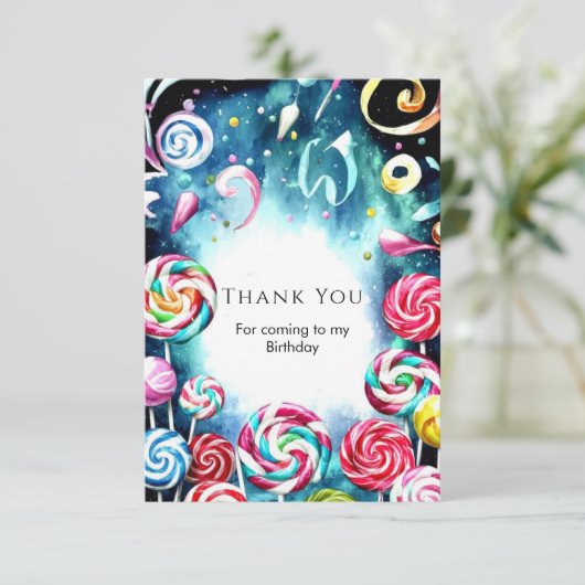 Grillige Strooi Candyland Verjaardag Bedankkaart (Staand voorkant)