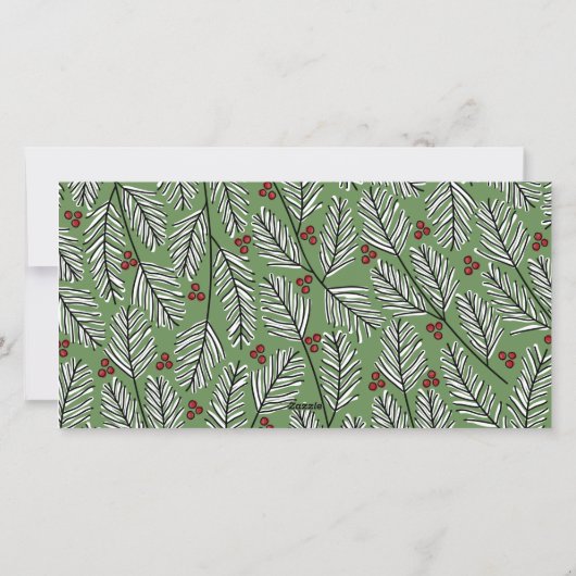 Grillige takken met horizontale foto feestdagenkaart (Achterkant)