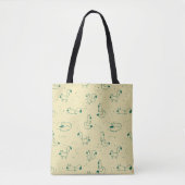 Grillige Teal Doodle Vossen op Boter Geel Tote Bag (Voorkant)