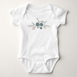 Grillige Teal Roze Grijs Bloemen Romper