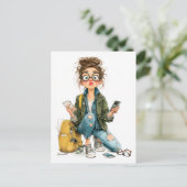 grillige tech-overload meisjeschaos briefkaart (Staand voorkant)