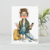 grillige tech-overload meisjeschaos kaart (Staand voorkant)