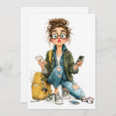 grillige tech-overload meisjeschaos kaart (Voorkant / Achterkant)