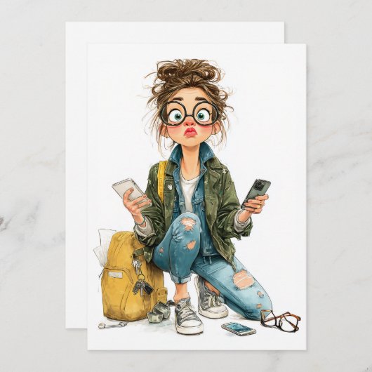 grillige tech-overload meisjeschaos kaart (Voorkant / Achterkant)