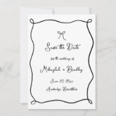 Grillige Tekenboog Zwart & Wit Huwelijk Save The Date (Voorkant)